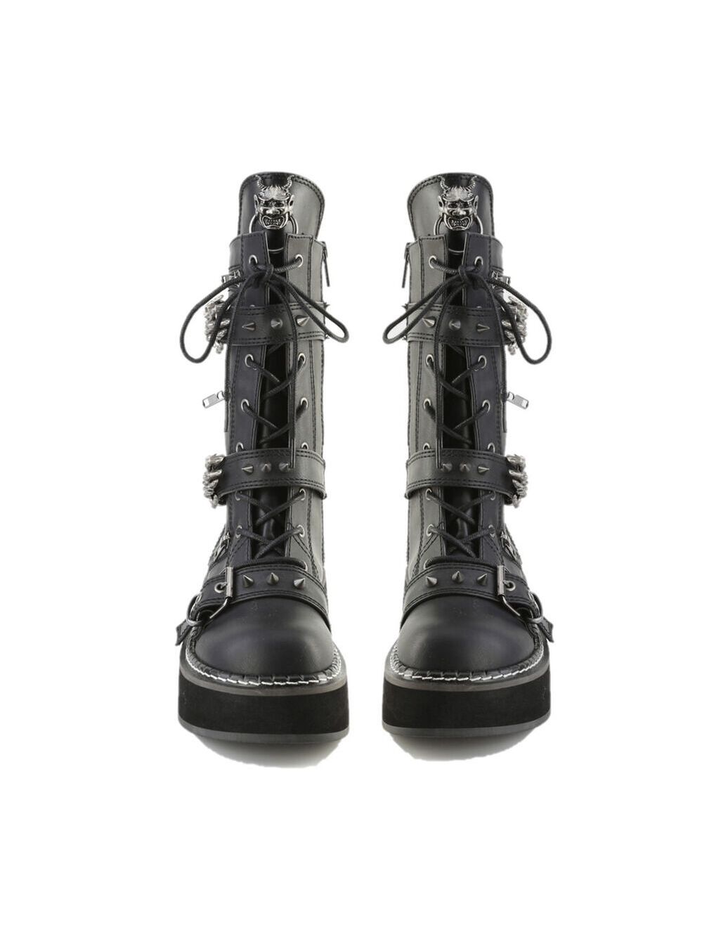NIB Cryptic Goth Platform Combat Boots Skeleton Buckle Straps Emily 82 - Picture 6 of 6